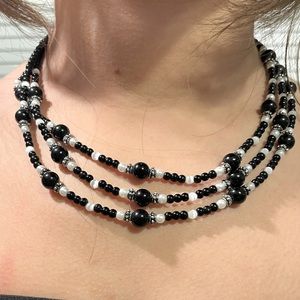 Double choker black & white necklace